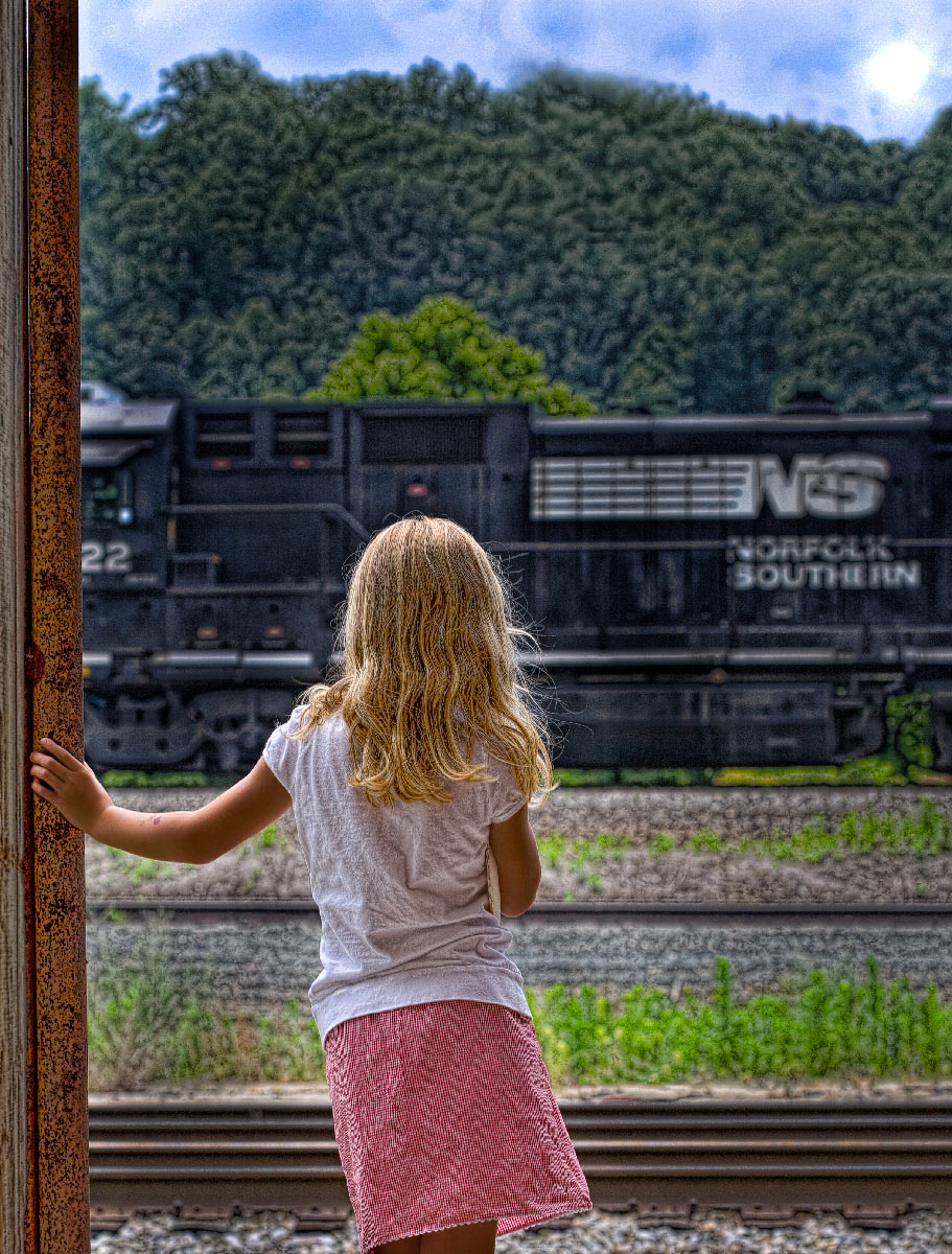 "Little Girl and Freight Train"   <br>         Asheville, NC