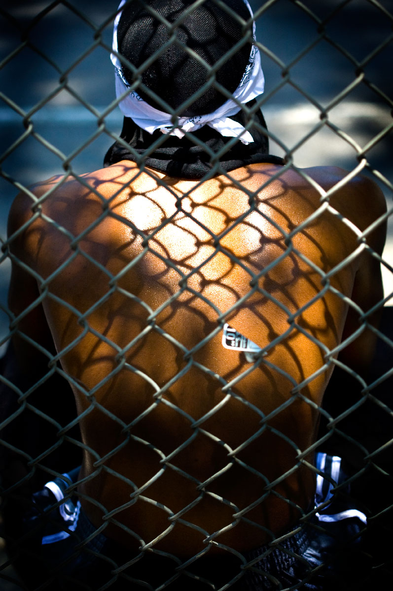 "Shirtless Man"    <br>  Behind Fence in West Village, NYC