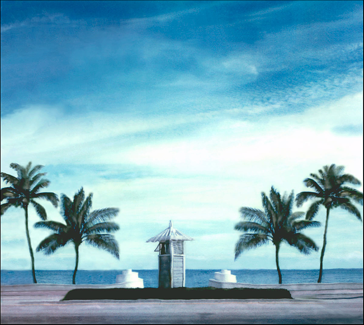 "My Front Yard" <br>Old-Style Lifeguard Stand, Palms and Wall, Ft Lauderdale Beach, FL