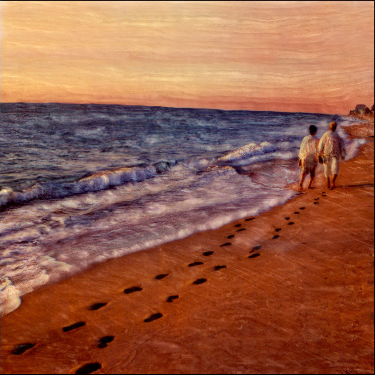 "Footprints of Couple Walking on Beach at Sunrise#1"<br> Ft Lauderdale, FL