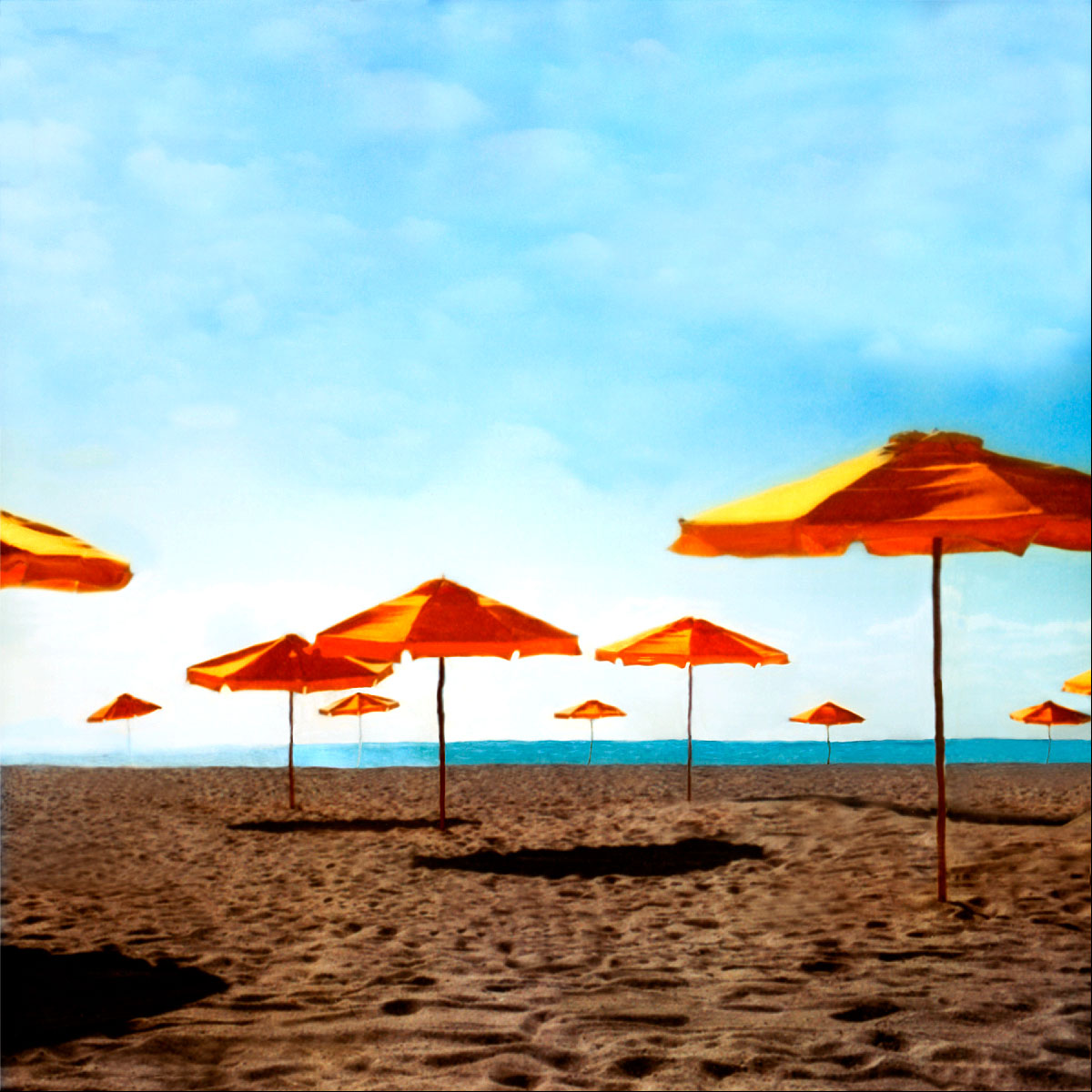 "Just Umbrellas" <br>Orange Beach Umbrellas, Sky, Sand and Water, Miami Beach, FL