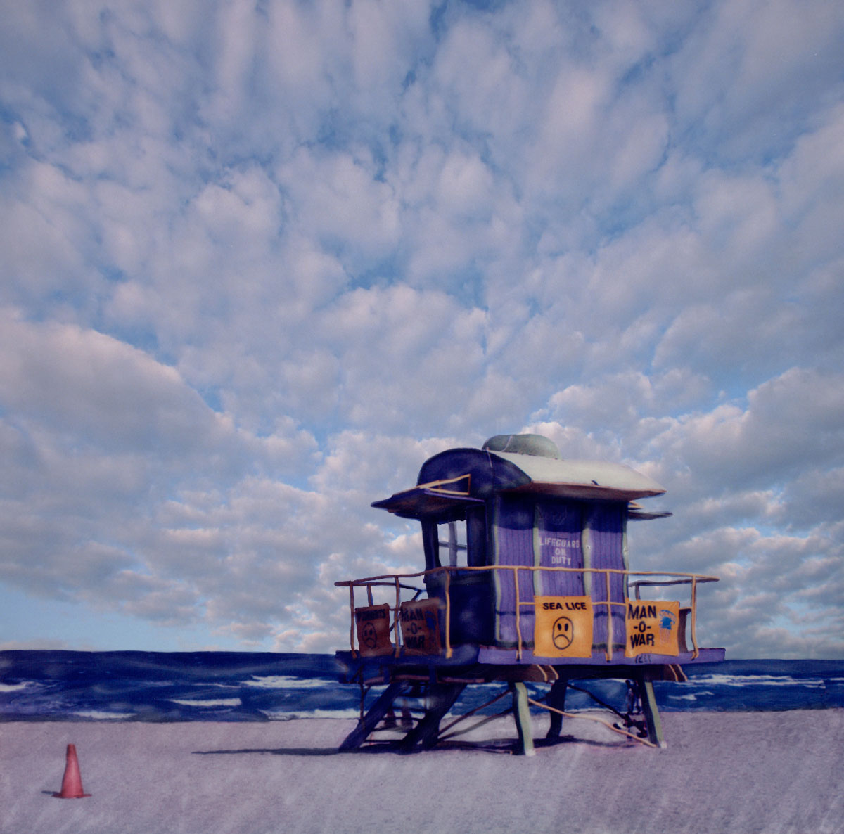 "Miami Beach Lifeguard Stand #10"<br> Seasape with Great Clouds in Sky
