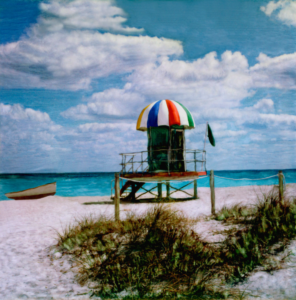 "Miami Beach Lifeguard Stand #11" <br> Seascape with Lifeguard Boat