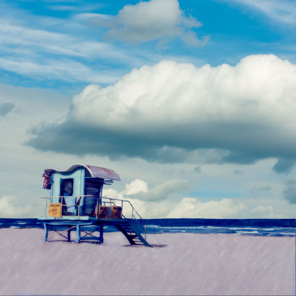 "Miami Beach Lifeguard Stand #8" <br> with Large White Cloud