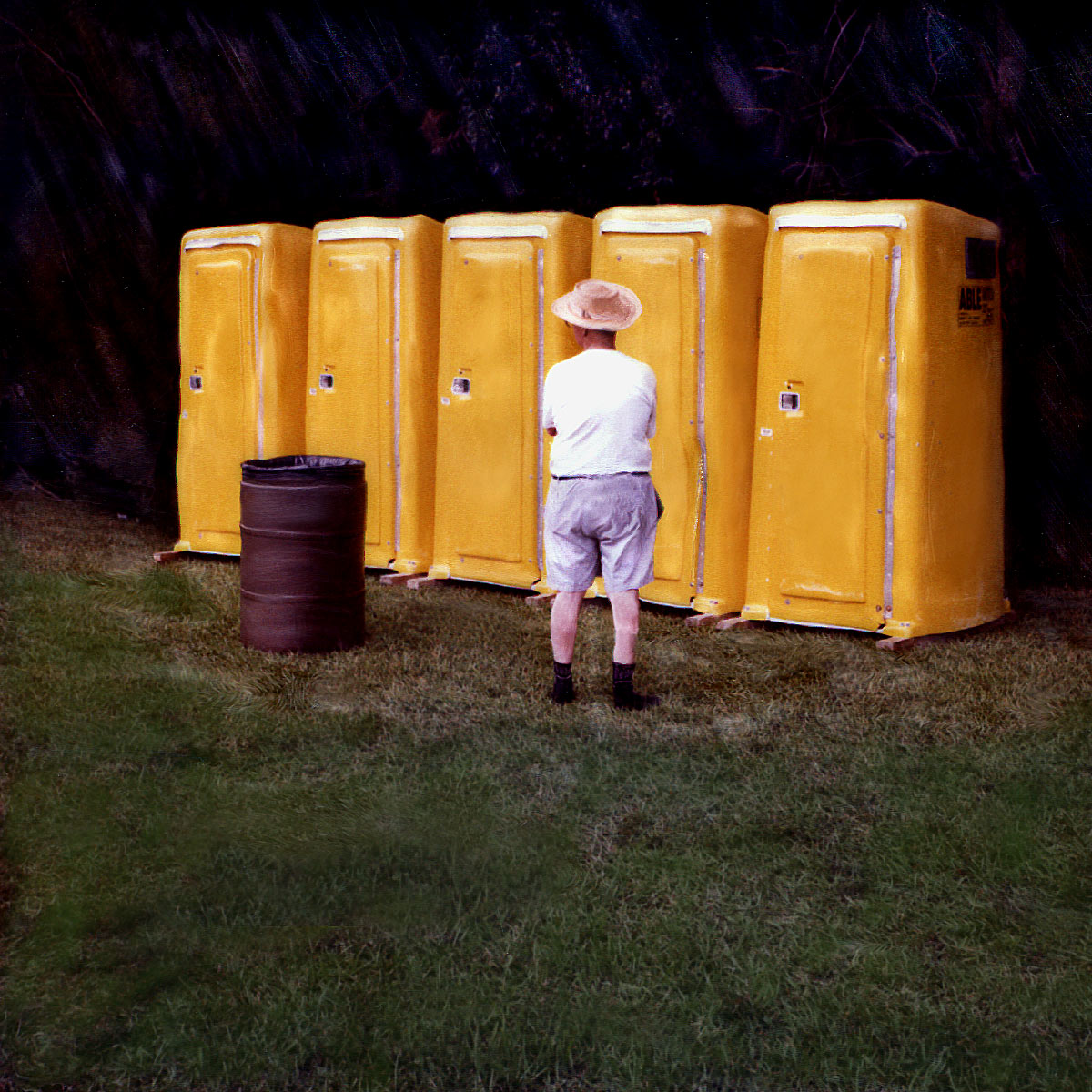 "Decisions"<br> Man Waiting at Porta-Johns, Hallandale Beach, FL