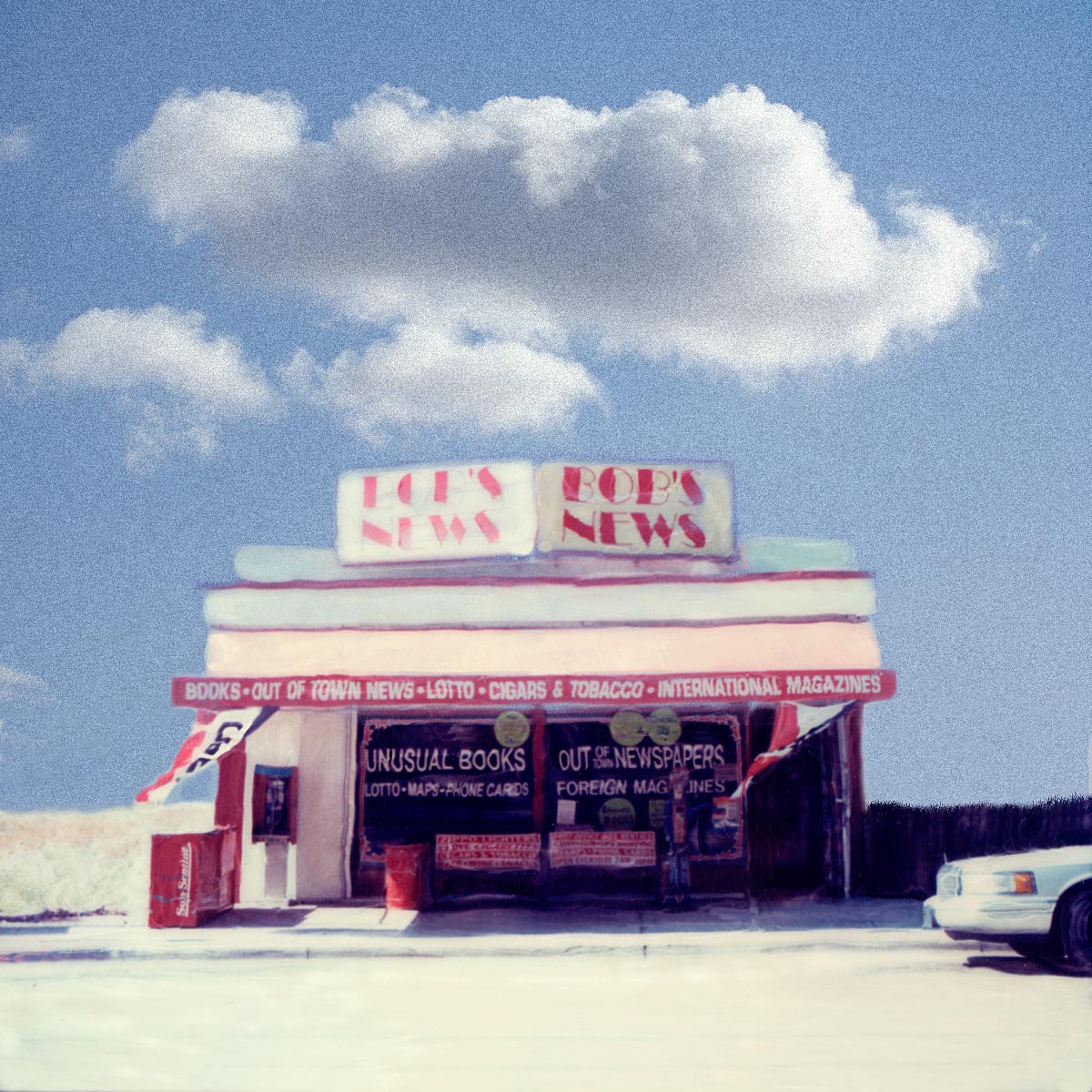 "Bob's News" <br> Old Newstand with Lone Puffy Cloud in Sky, Ft Lauderdale, FL