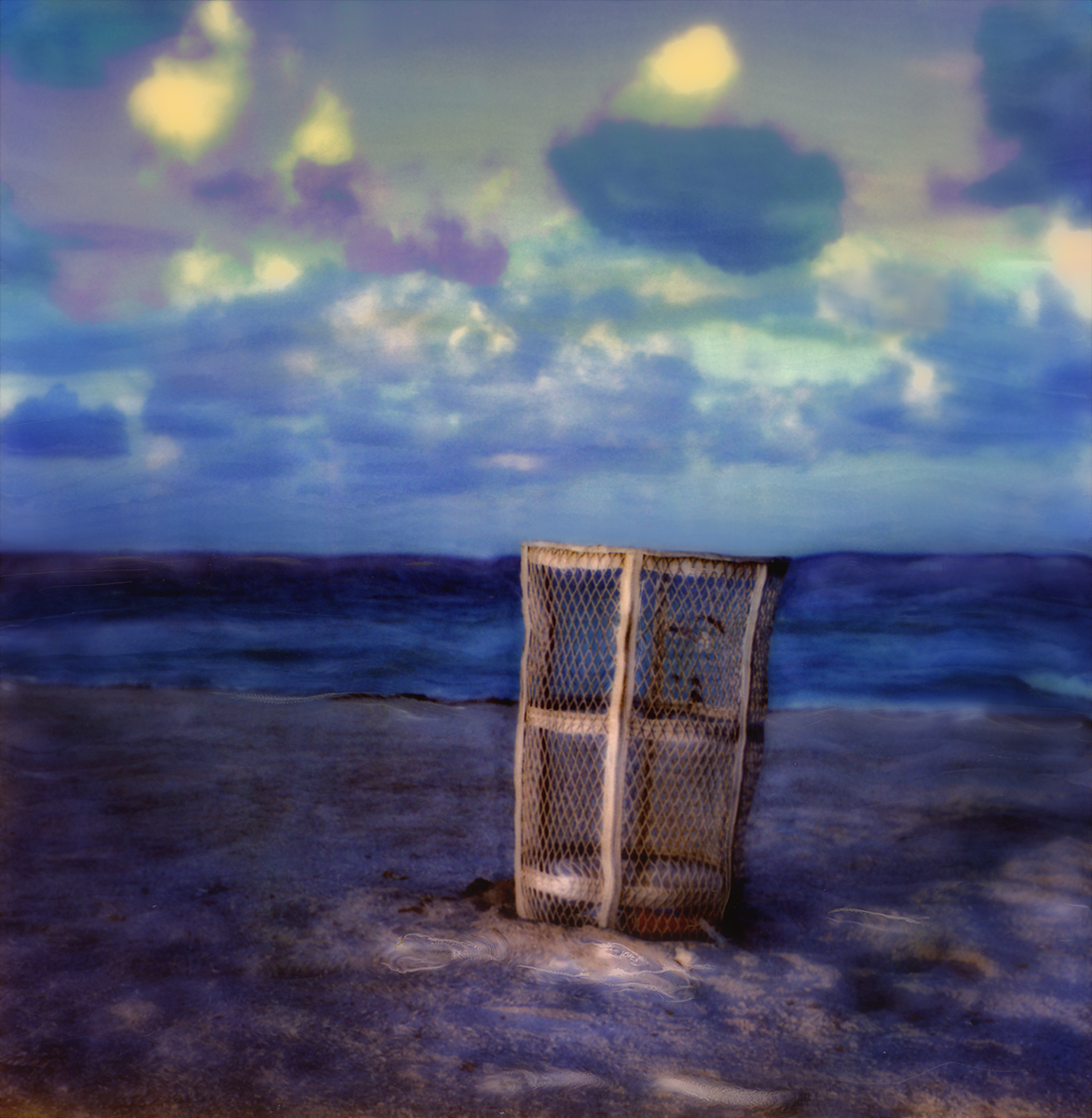 "Garbage Can on Beach"<br> Blue Water and Sky, Miami Beach, FL