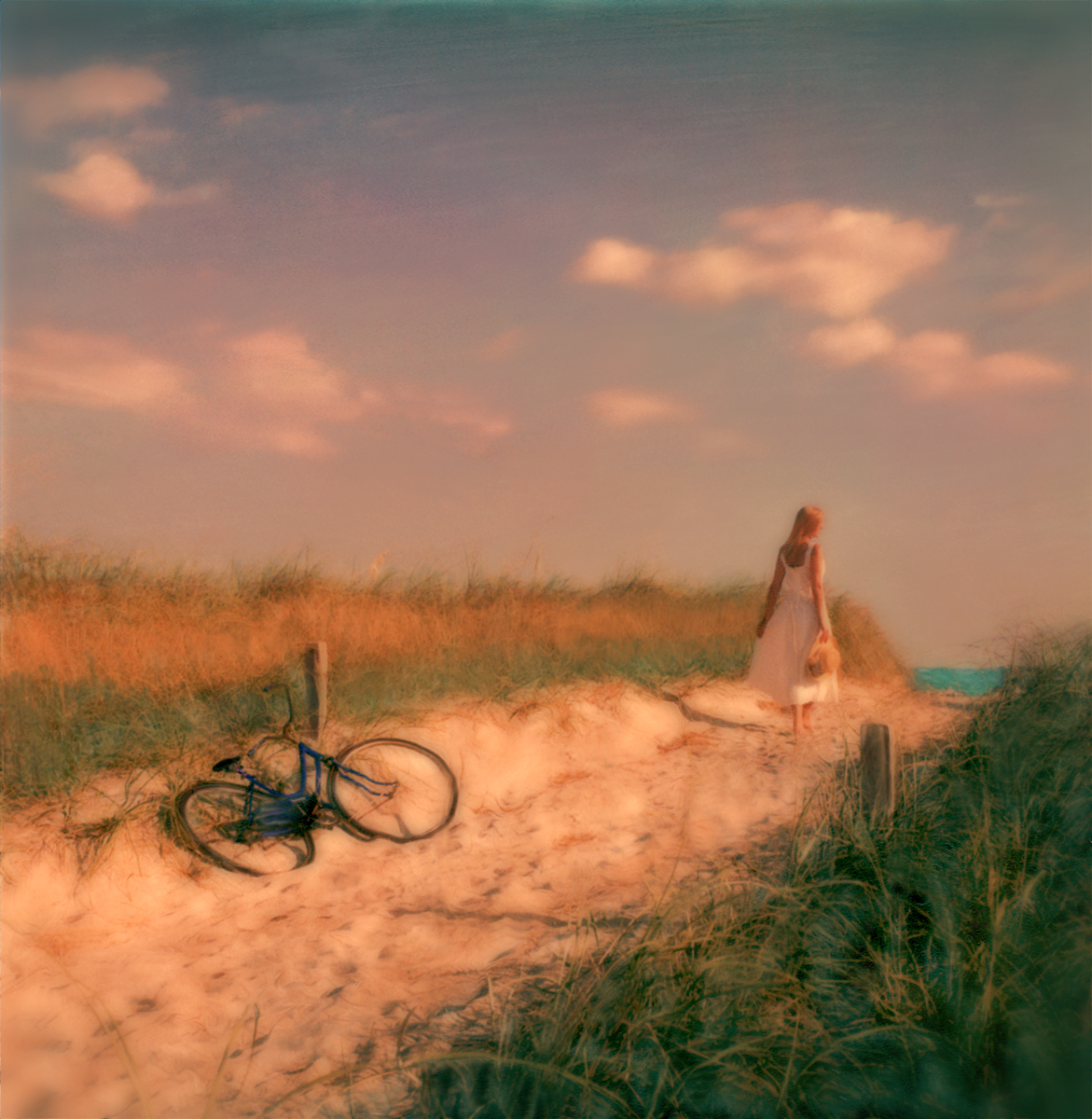 "Woman and Bicycle on Dune" <br> Miami Beach, FL