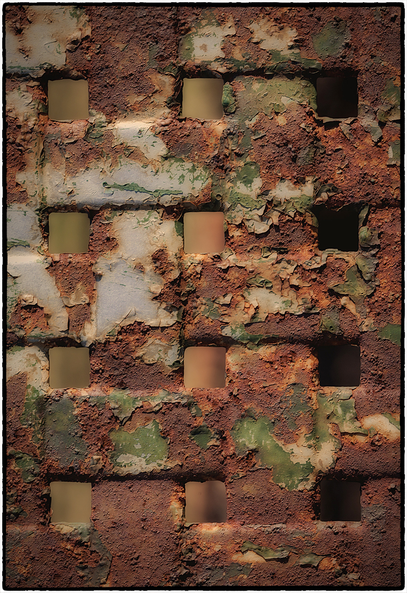 Rust on Metal "Rusty Grid, From Lawn Chair"