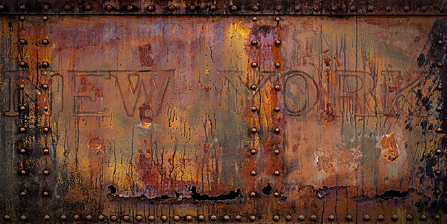 Rust on Metal New York city Subway Car Side, 1930s "New York"