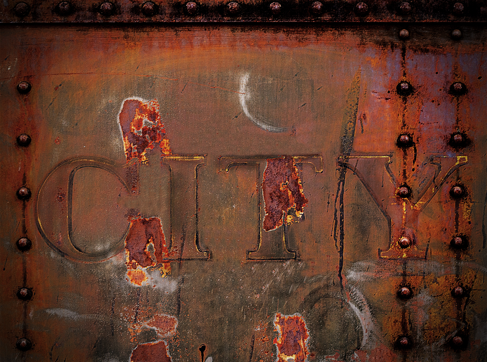 Rust on Metal "New York city Subway Car Side, 1930s "City"