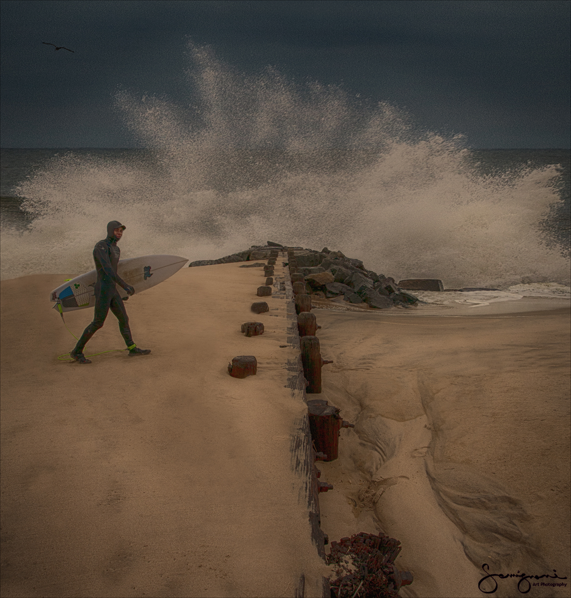 Surfer Boy at Jetty, Point Pleasant, NJ