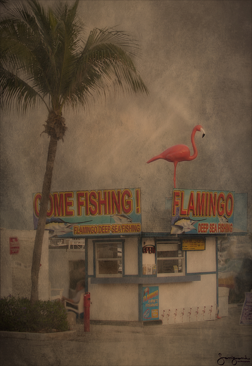 Flamingo Sculpture,     Come Deep Sea Fishing, Ft Lauderdale FL