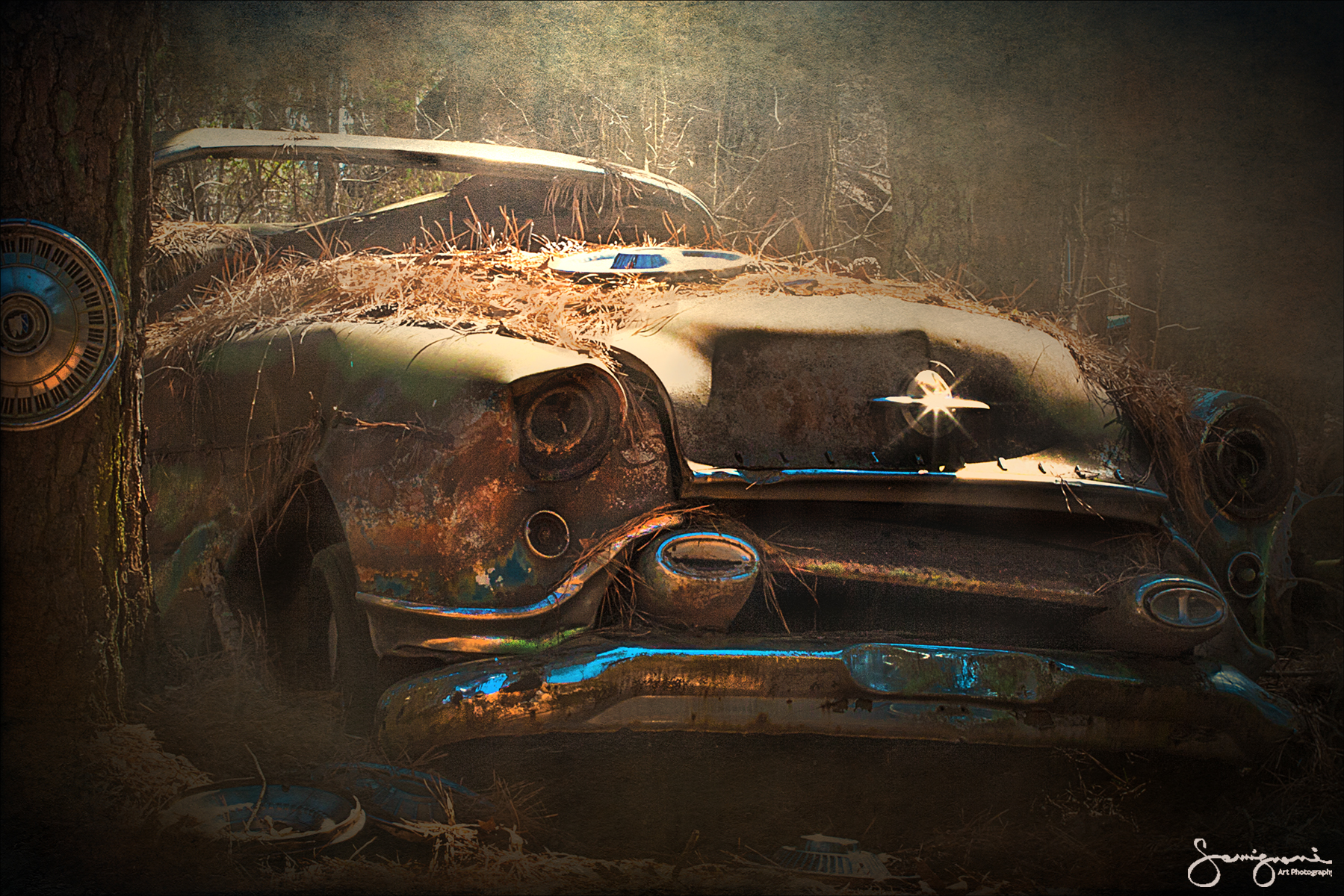 1951 Oldsmobile Wedged In- Junk Yard, White, GA
 