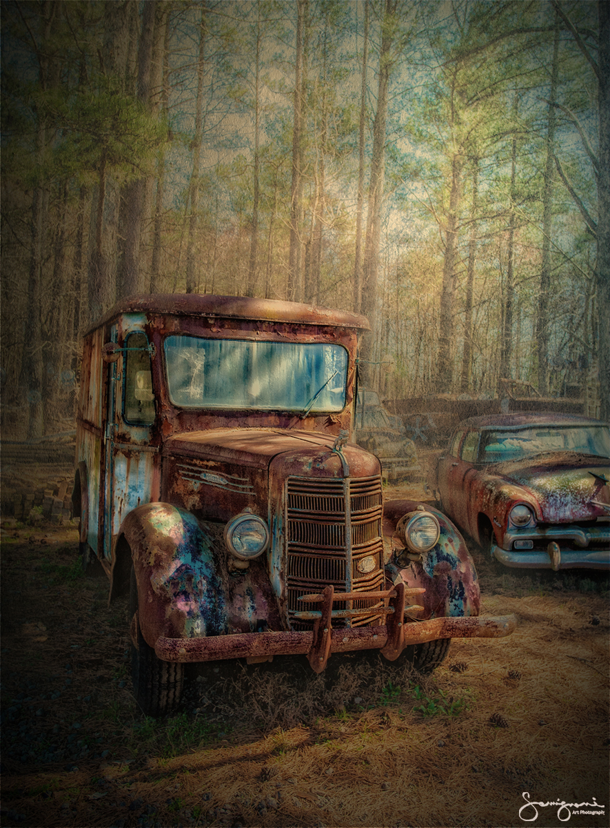 Old Mack Milk Truck. 
Junk Yard, White, GA