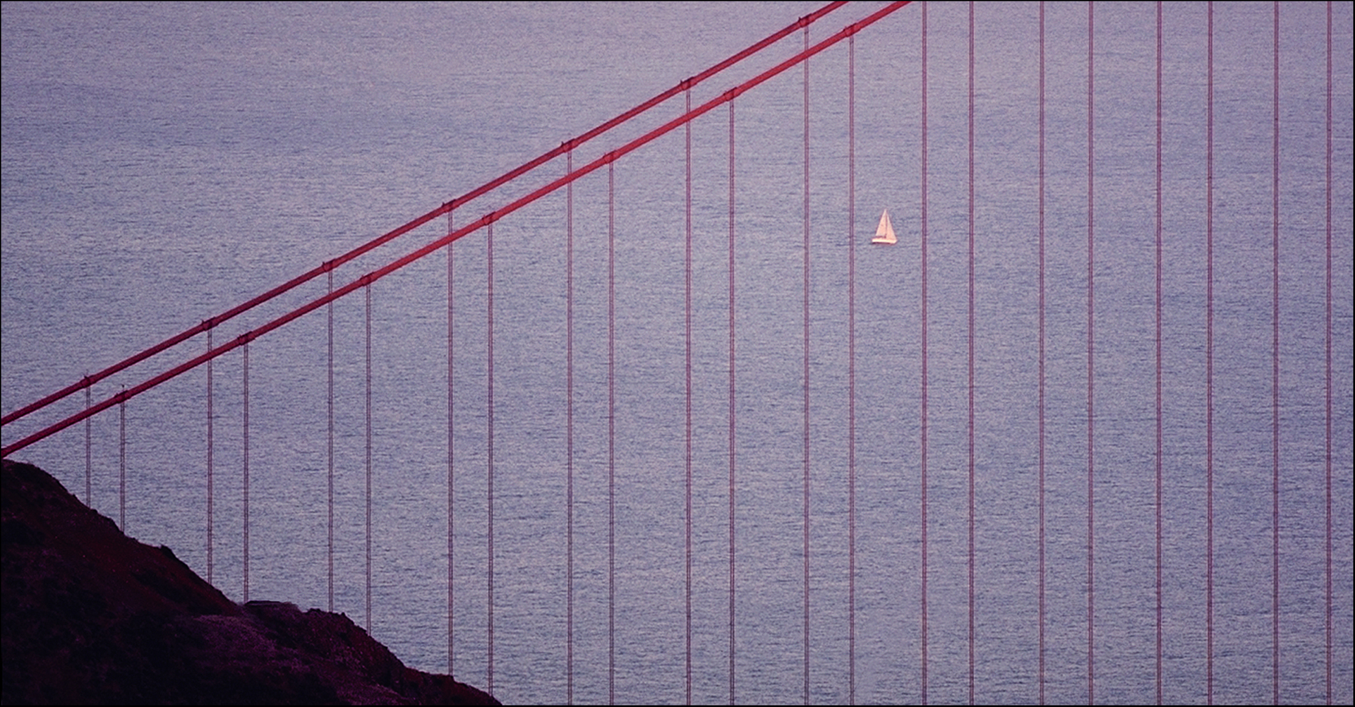 Sail Boat and Golden Gate Bridge, CA