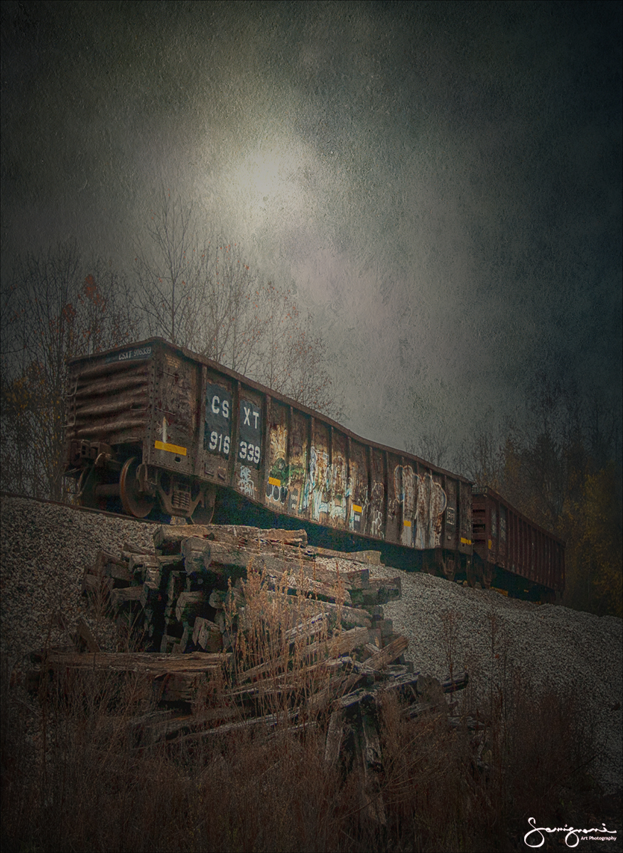 Two Freightcar and Railroad Ties- Spruce Pine, NC