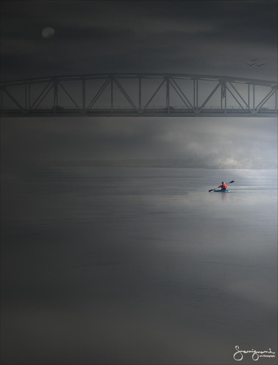 Man in Morning Mist- Cape Fear River, Wilmington, NC