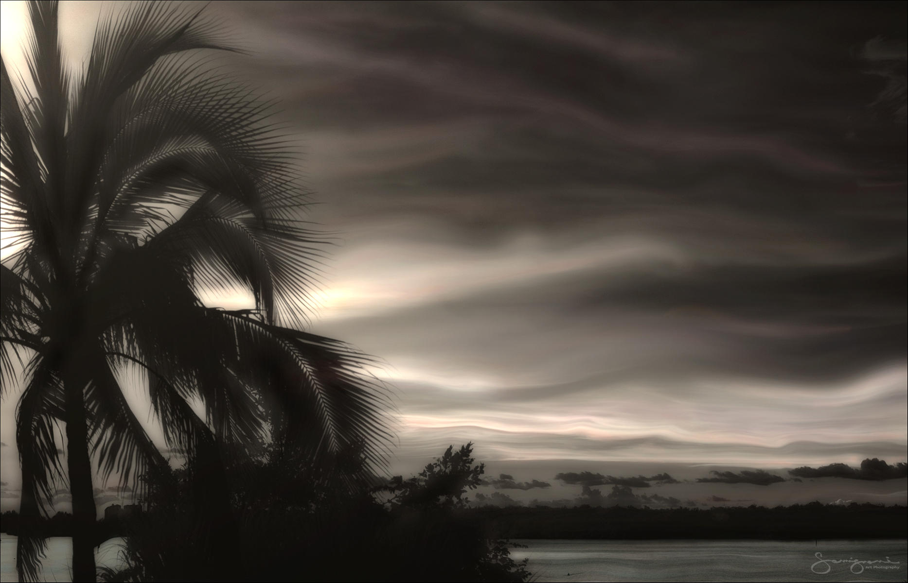 B&W Sunset on Lovers Key, FL