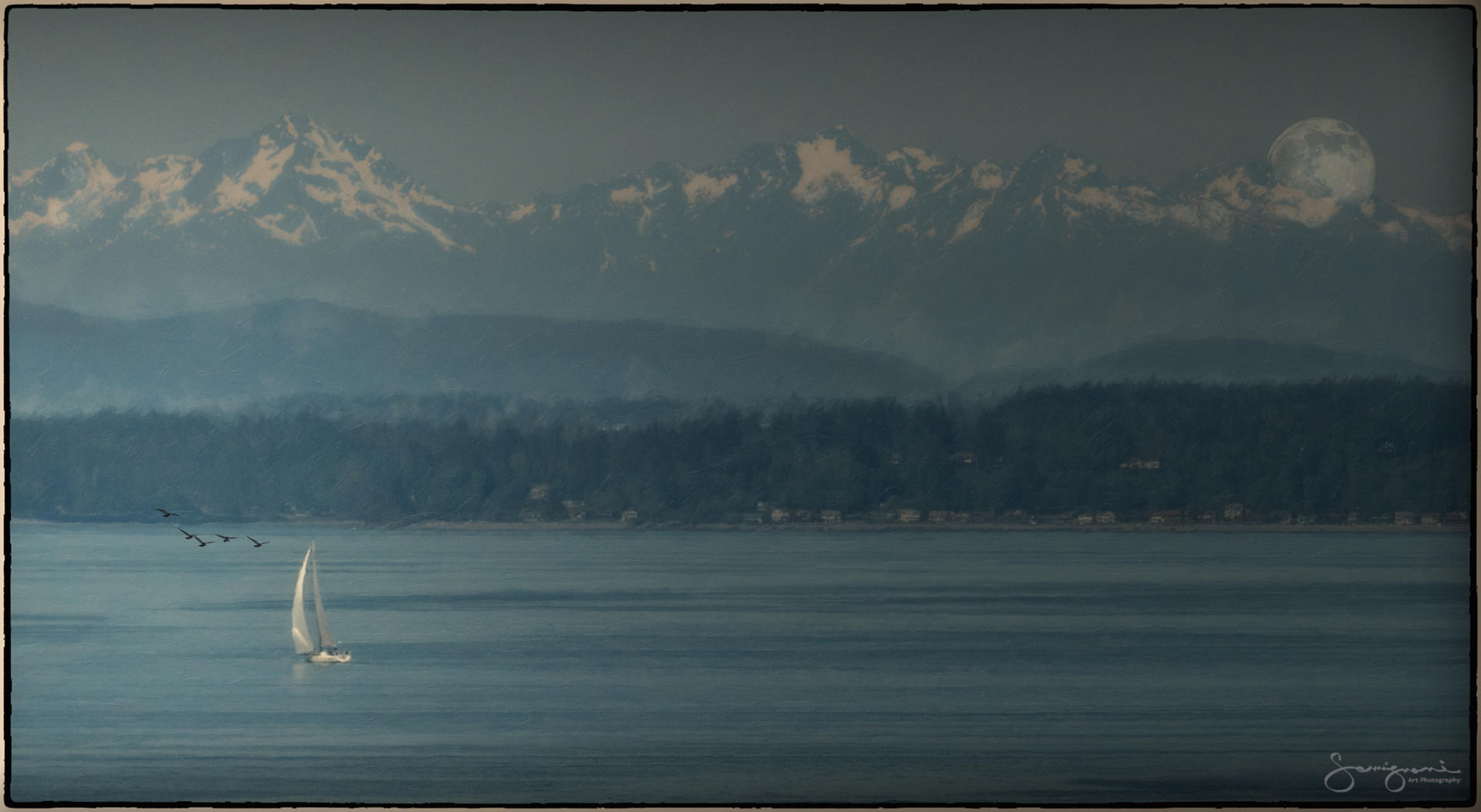 Pastel Sailboat-
Pike Market -Puget Sound-Seattle